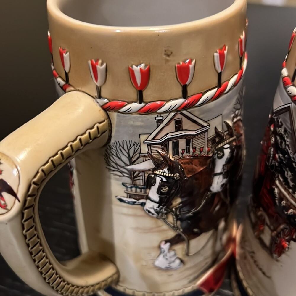 Anheuser-Busch "B" Series 1986 Budweiser Holiday Collectors Beer Stein - Picture 5 of 6